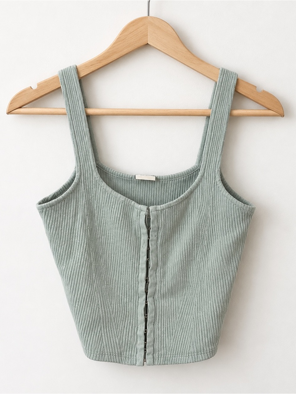 Abercrombie SoftAF Sage Green Ribbed Corset Tank Top Size L